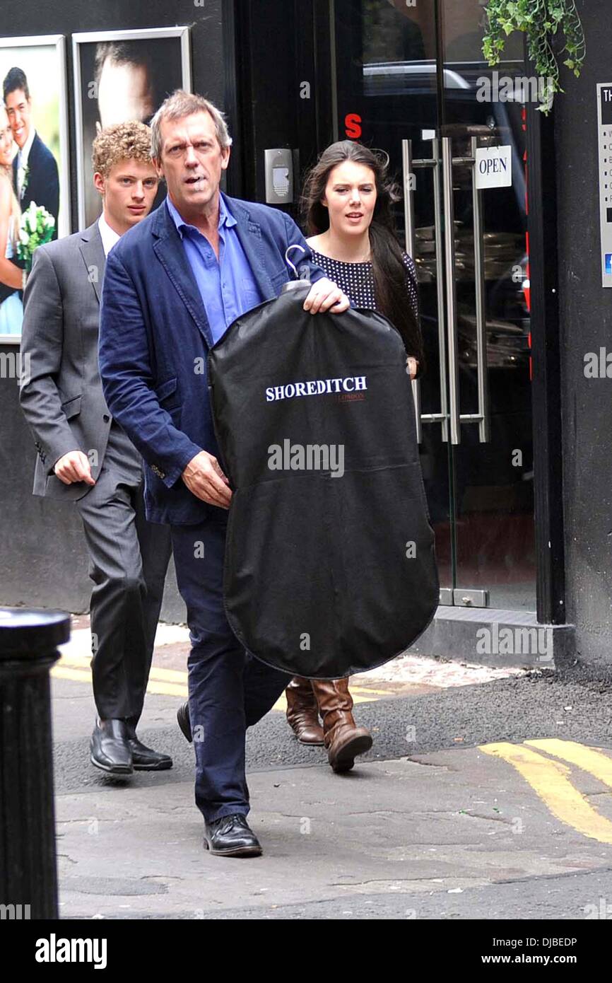 Hugh Laurie is seen exiting a tuxedo rental shop on Grafton Street Dublin, Ireland 19.09.12