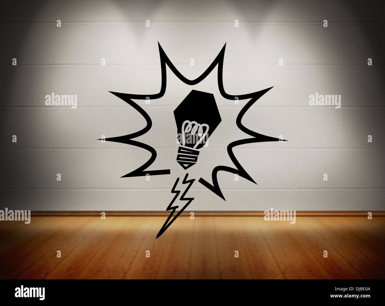 Light bulb in room with floorboards Stock Photo Alamy