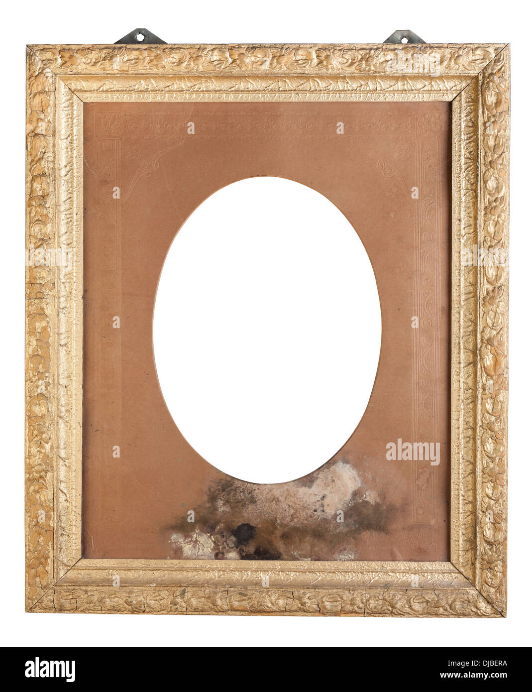 Antique gilt picture frame isolated on white background and clipping