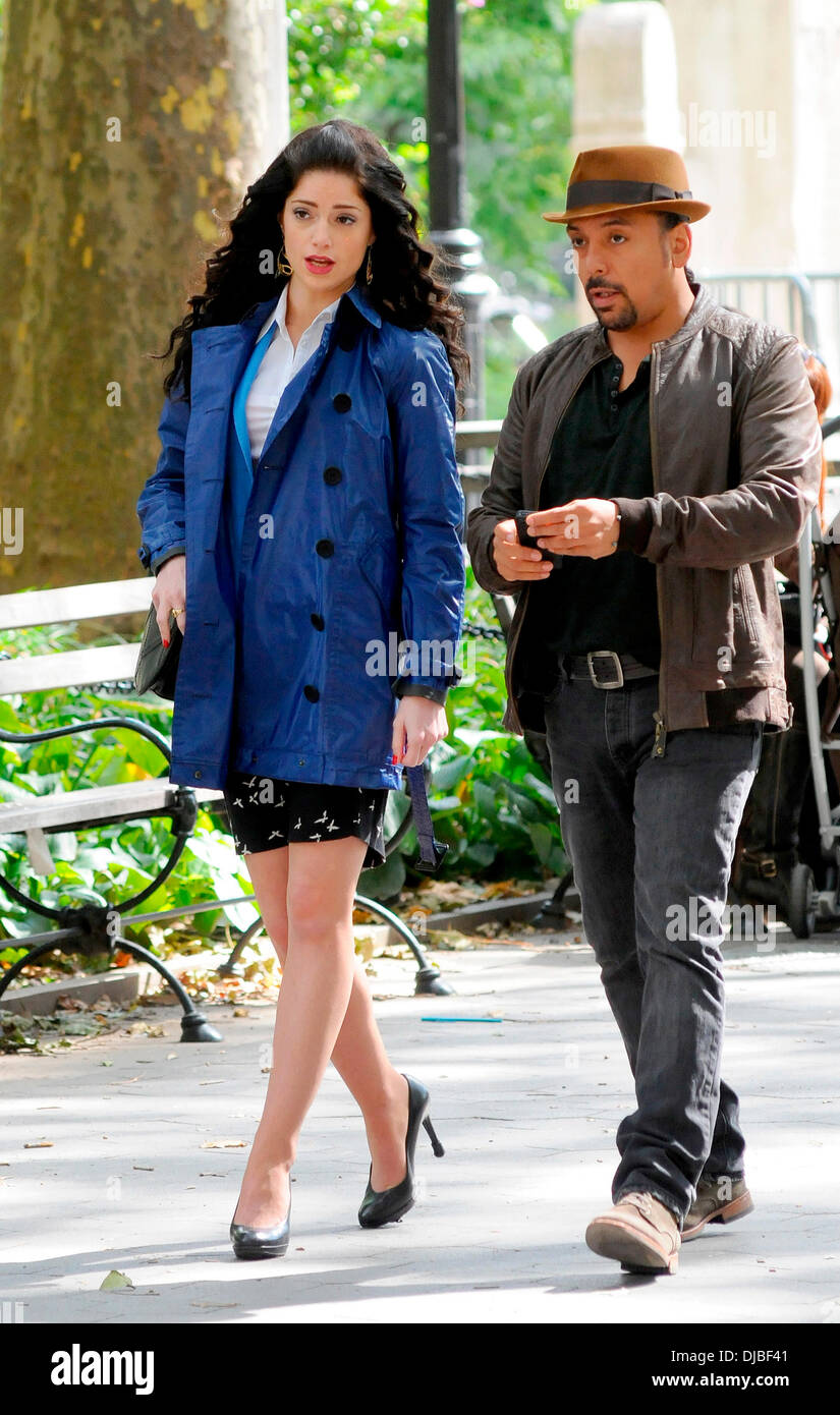 Janet Montgomery filming for the TV show 'Made in Jersey' at a park in  Manhattan New York City, USA - 20.09.12 Stock Photo - Alamy
