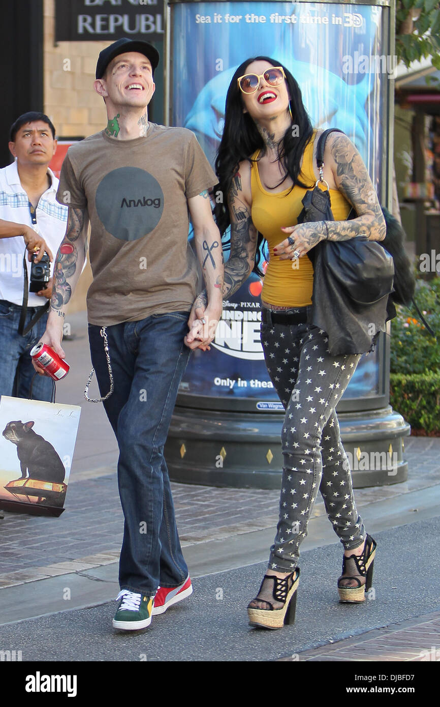 Kat Von D and boyfriend Deadmau5 seen shopping after having lunch at The Grove Los Angeles