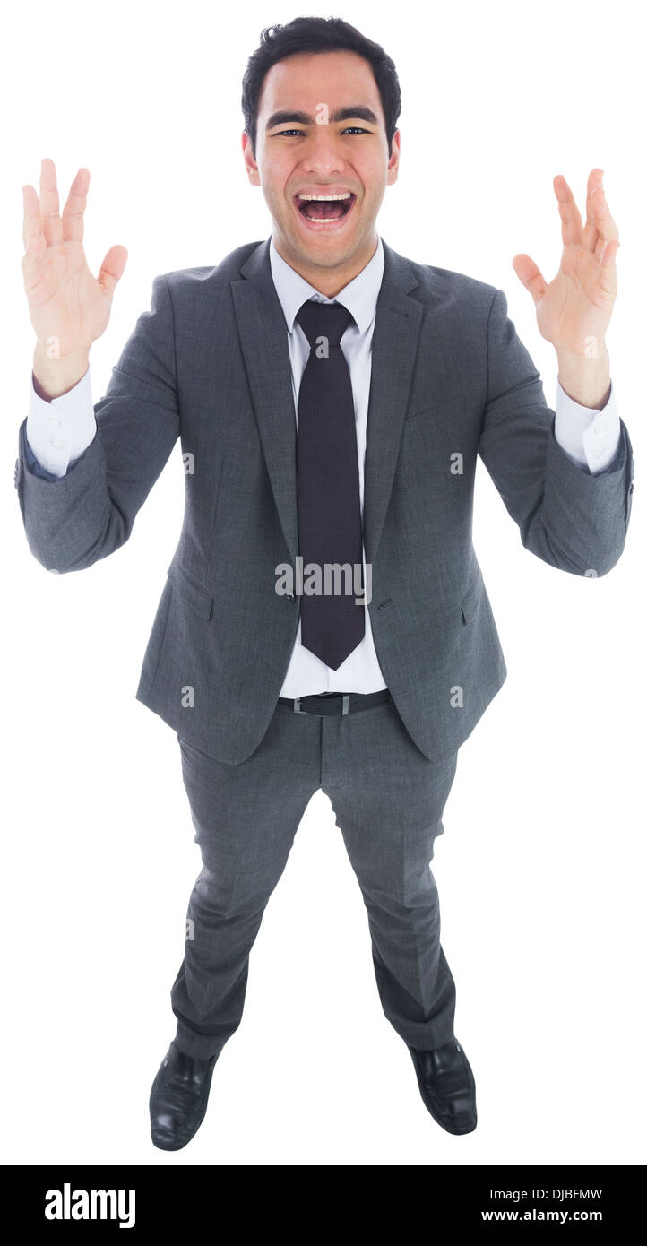 Excited business man arms hi-res stock photography and images - Alamy