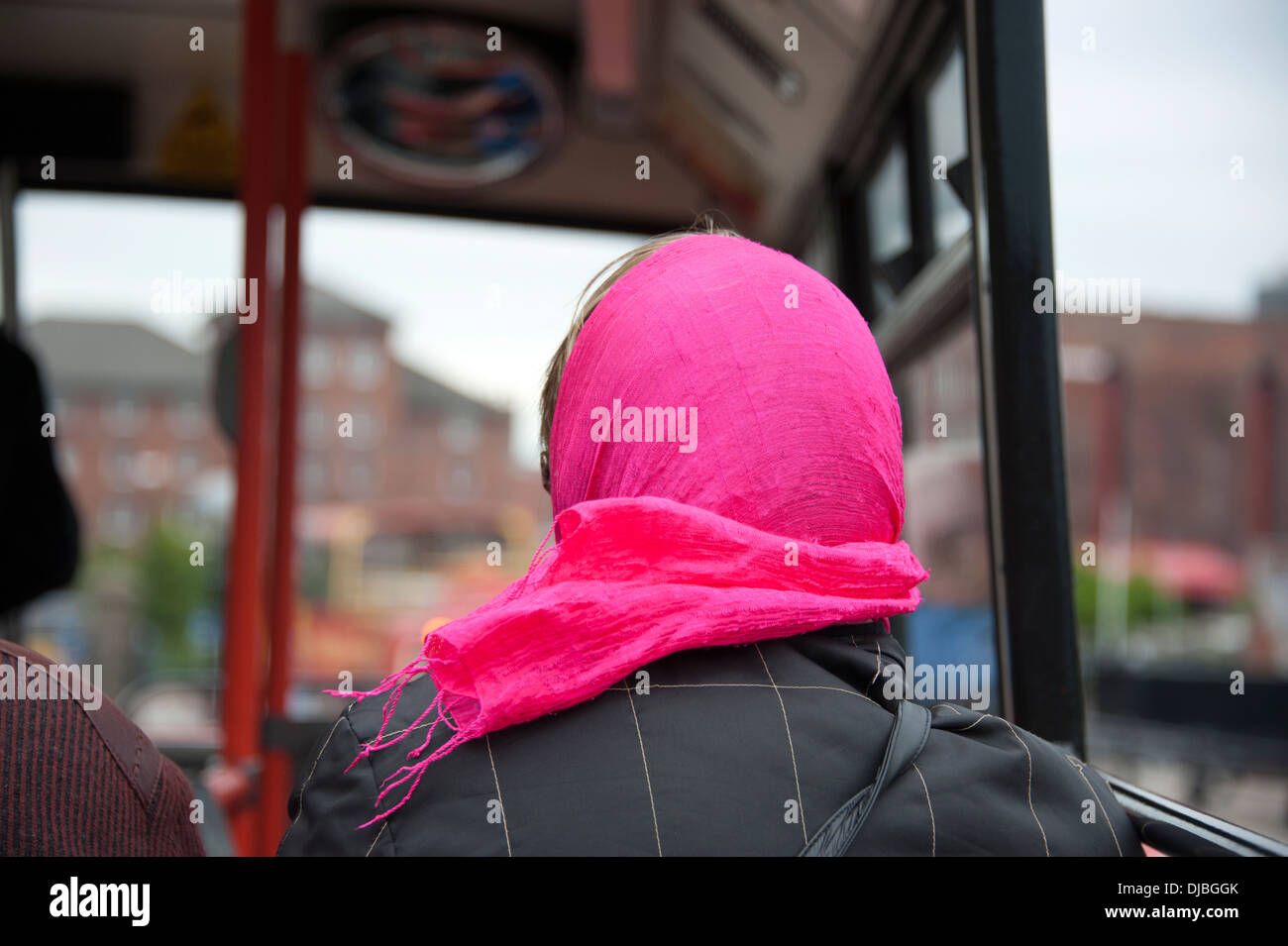 Bright Pink Cerise Headscarf Head Scarf Bold Vivid Stock Photo