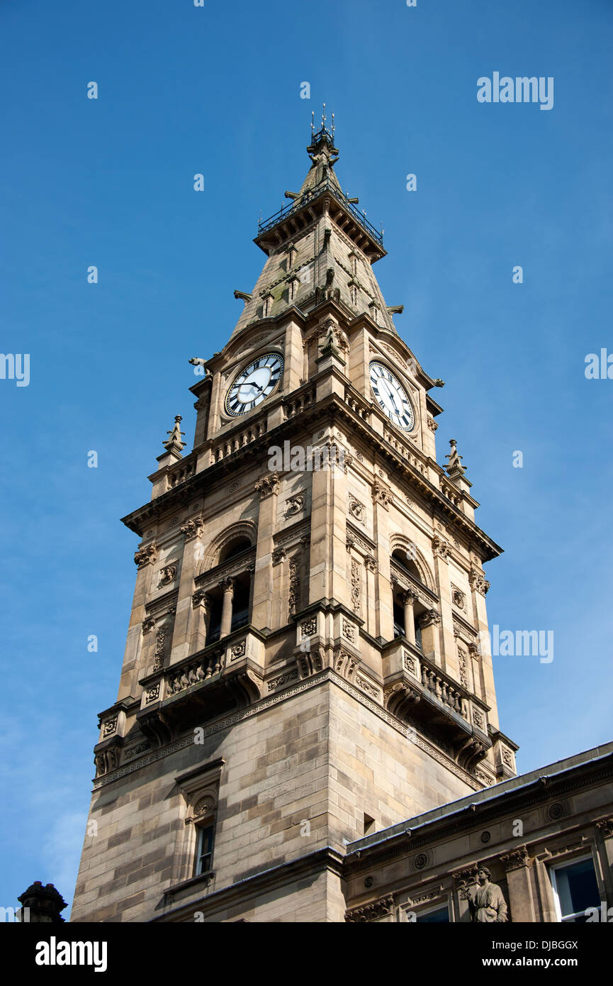 Large Imposing Victorian Sandstone Clock Tower Stock Photo