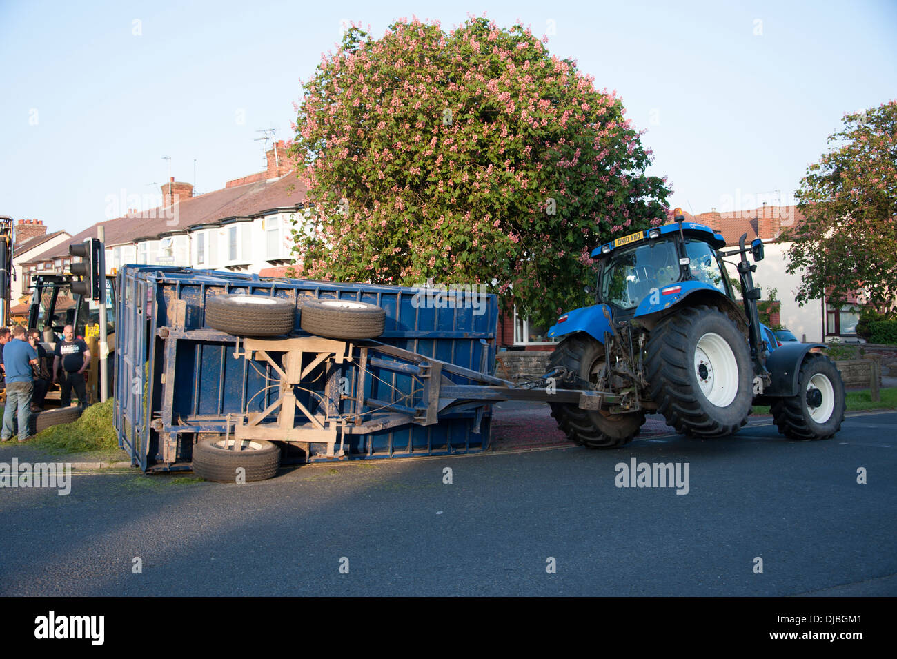  Tractor Trailer  Overturned Farming Accident RTA RTC Stock 