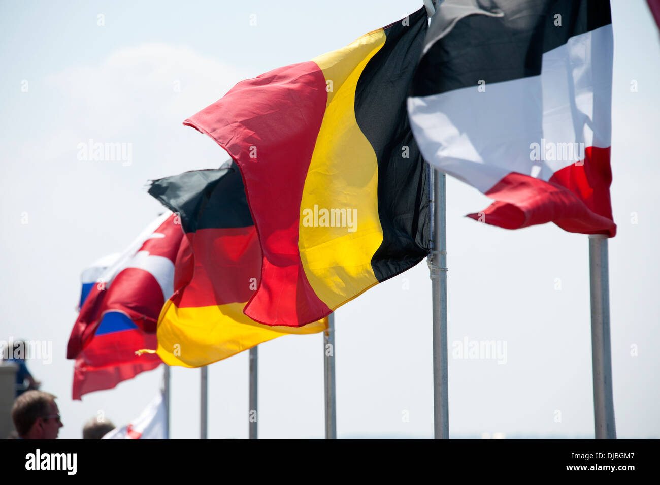 Flags of the Nations Countries Flags Blowing in Wind Stock Photo