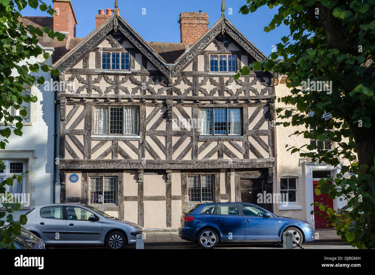 Ornate timberframed building in the Dinham area of Ludlow in