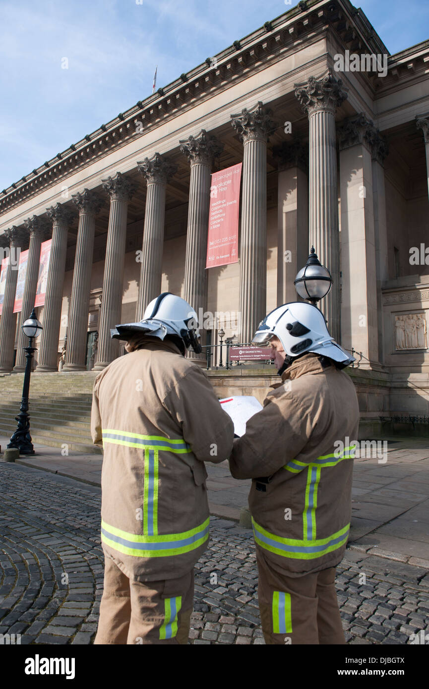 Firefighters by Grade 1 I Listed Georgian Building Stock Photo