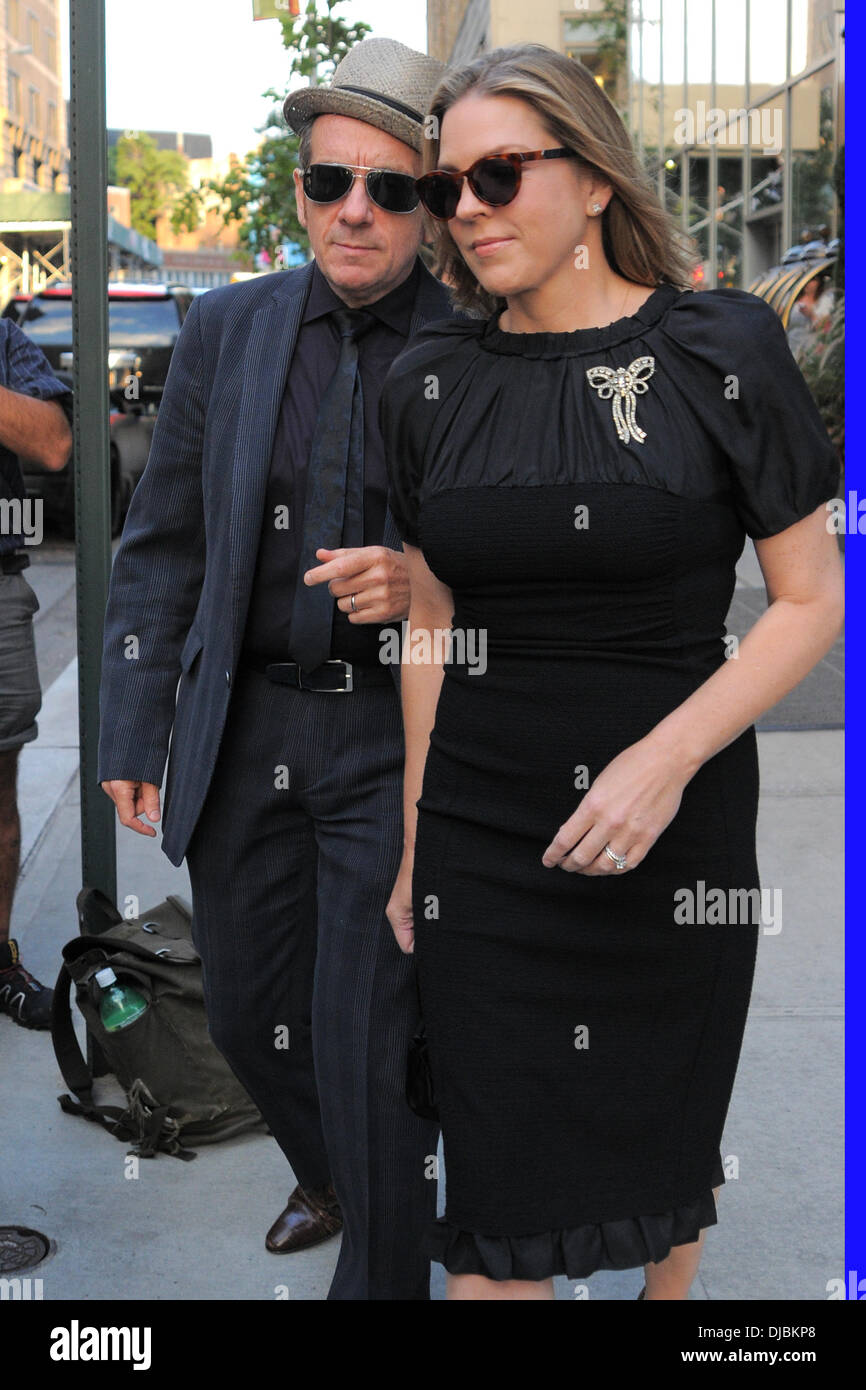 Elvis Costello and wife Diana Krall heads to a their car outside the