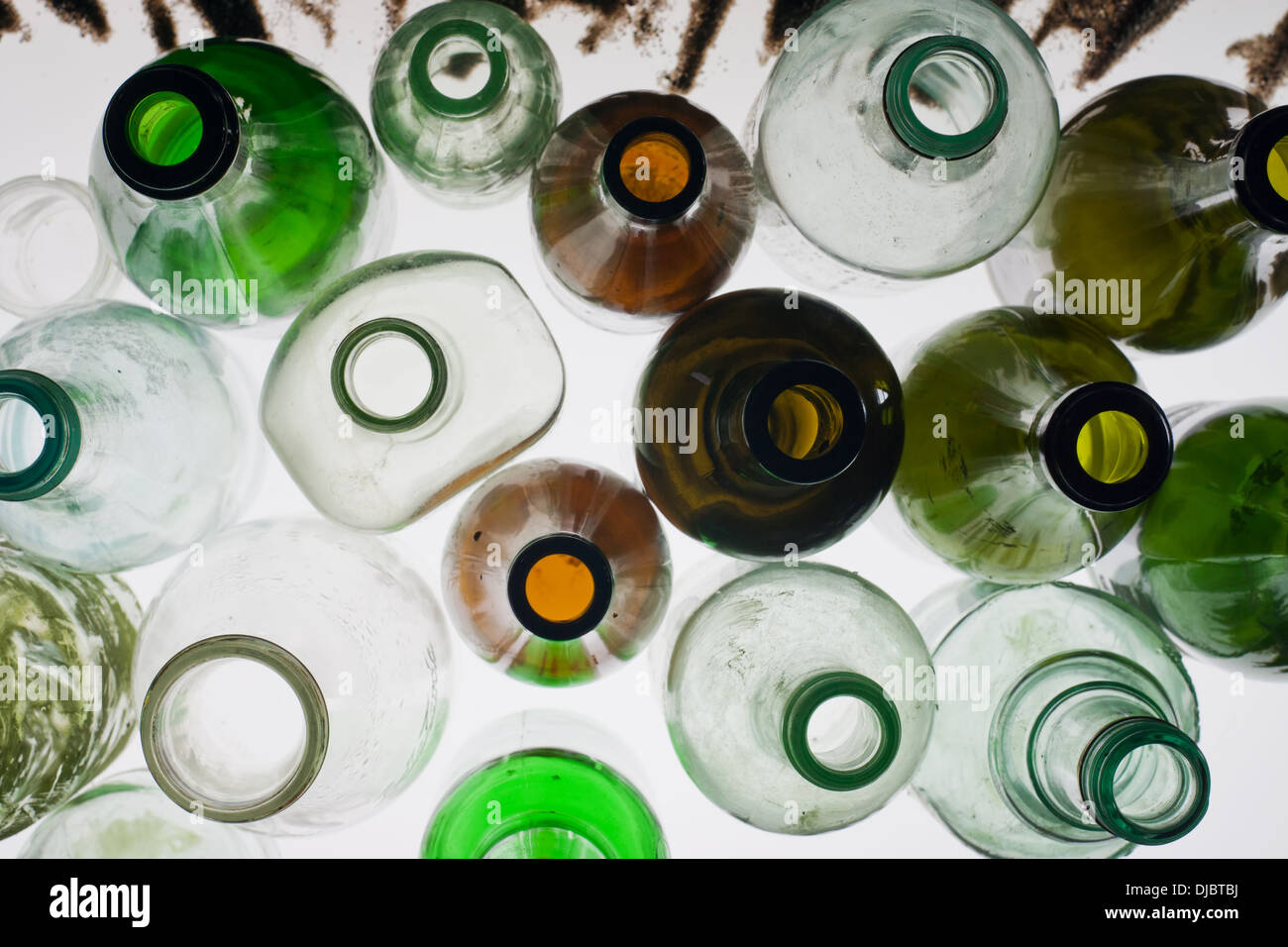 used multicolored bottles, glass recycling concept Stock Photo Alamy