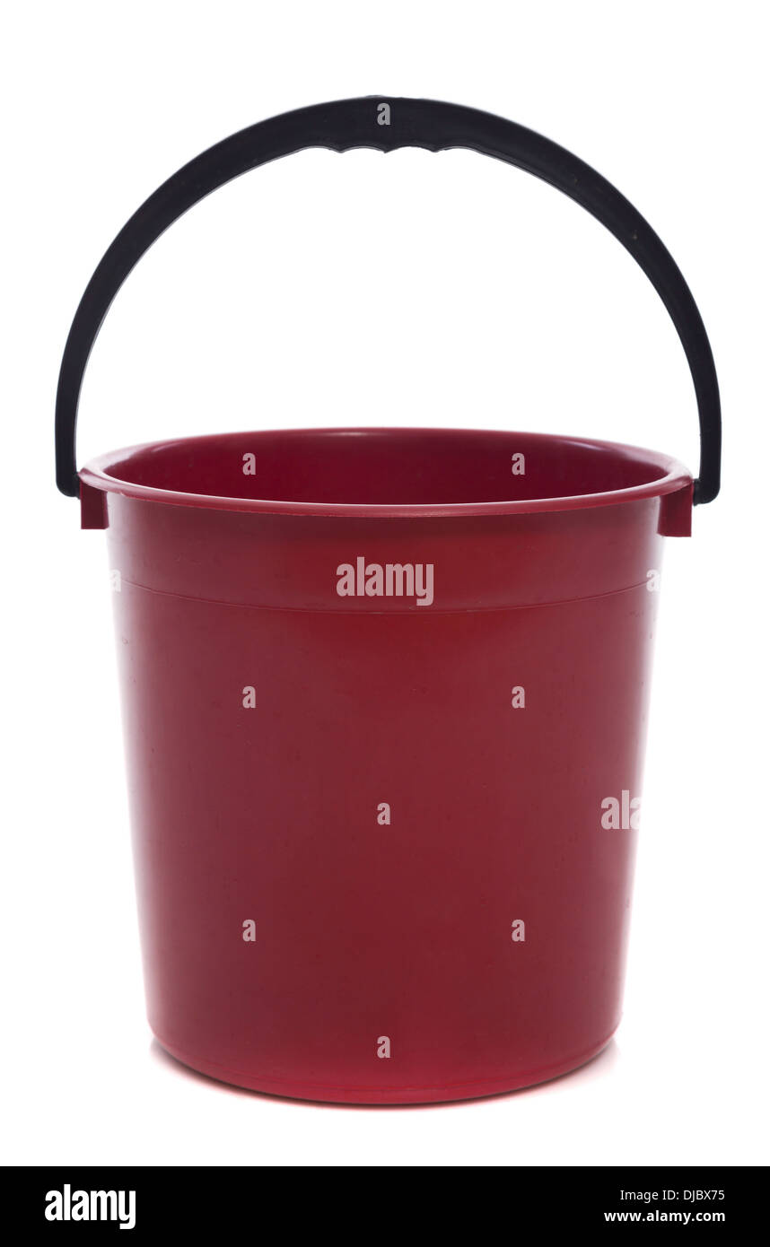 red bucket isolated on white background Stock Photo - Alamy