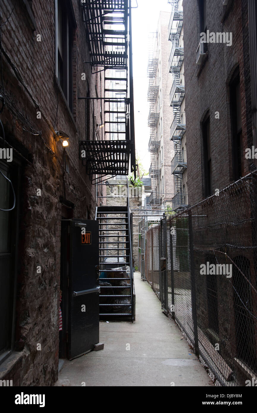 Fire escape stairs New York buildings USA Stock Photo