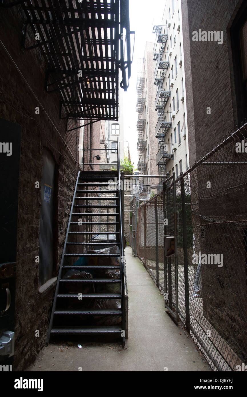 Fire escape stairs New York buildings USA Stock Photo