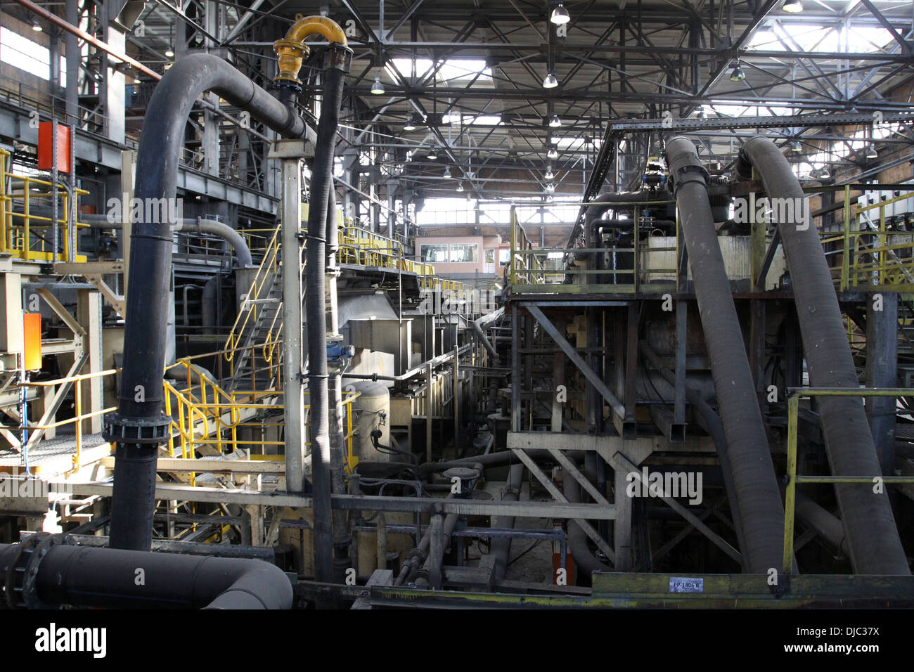 Industry equipment installation, metal pipes and constructions Stock