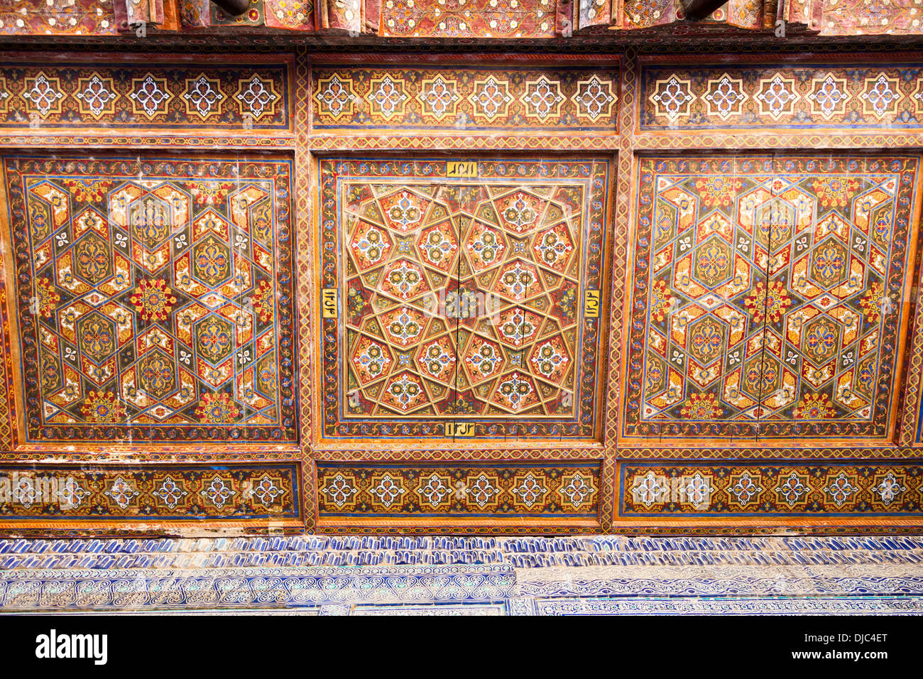 Decorative ceiling in reception hall, Kunya Ark, also known as Kohna Ark, Ichan Kala, Khiva, Uzbekistan Stock Photo
