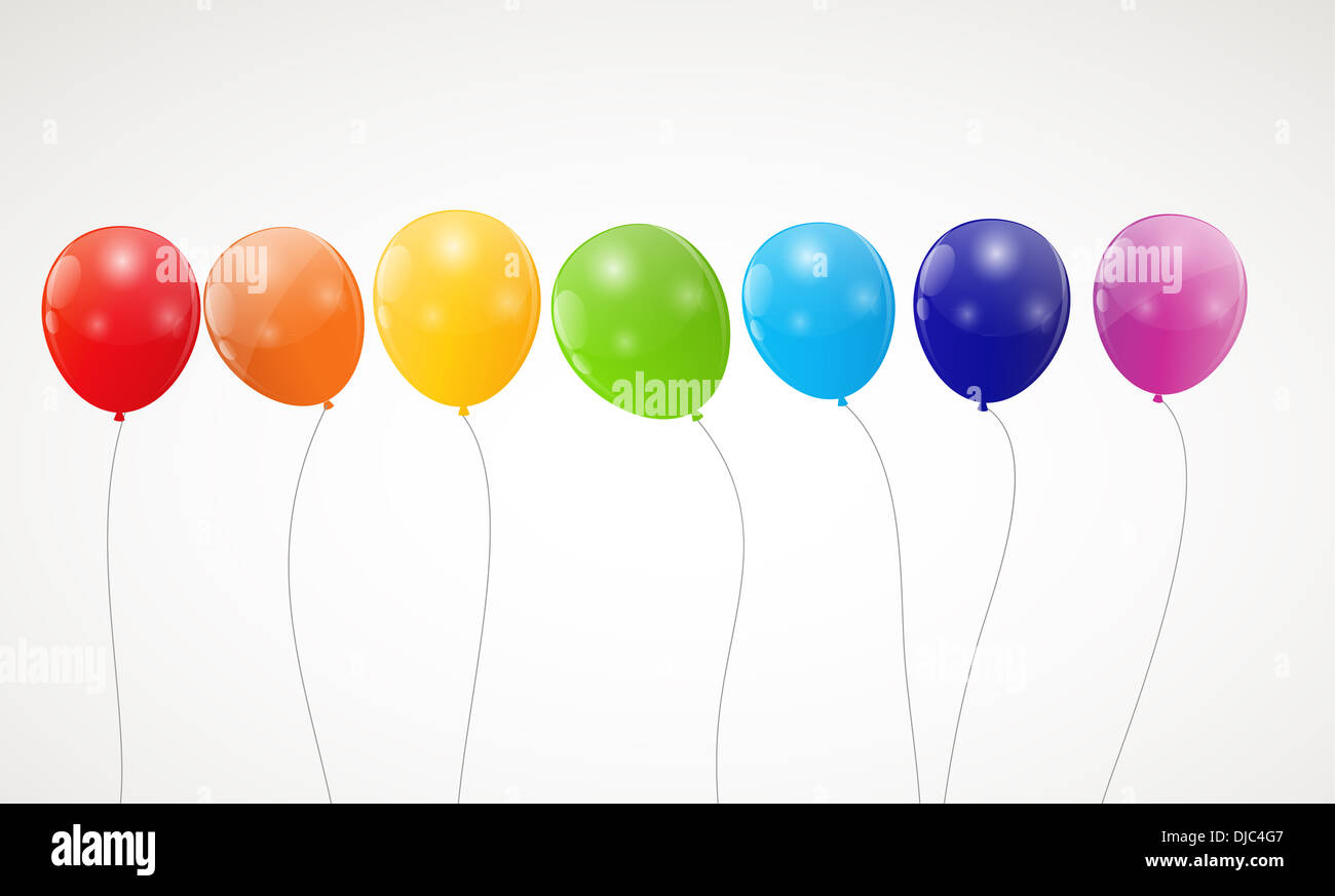 Color glossy rainbow balloons background vector illustration Stock