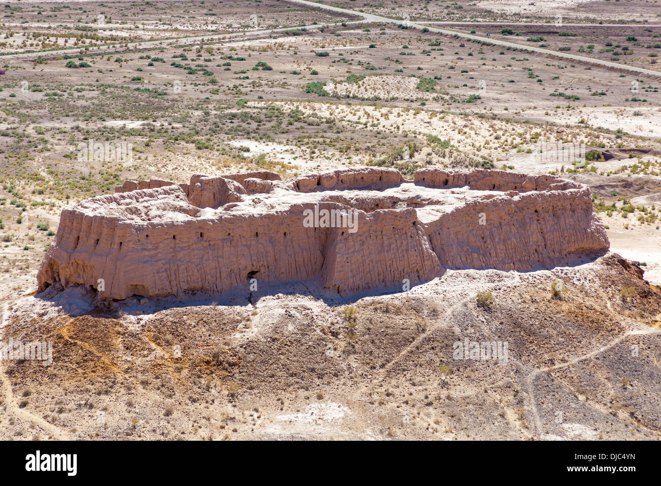 Ayaz Kala Fortress 2, photo taken from Ayaz Kala Fortress 1, Ayaz Kala, Khorezm, Uzbekistan Stock Photo