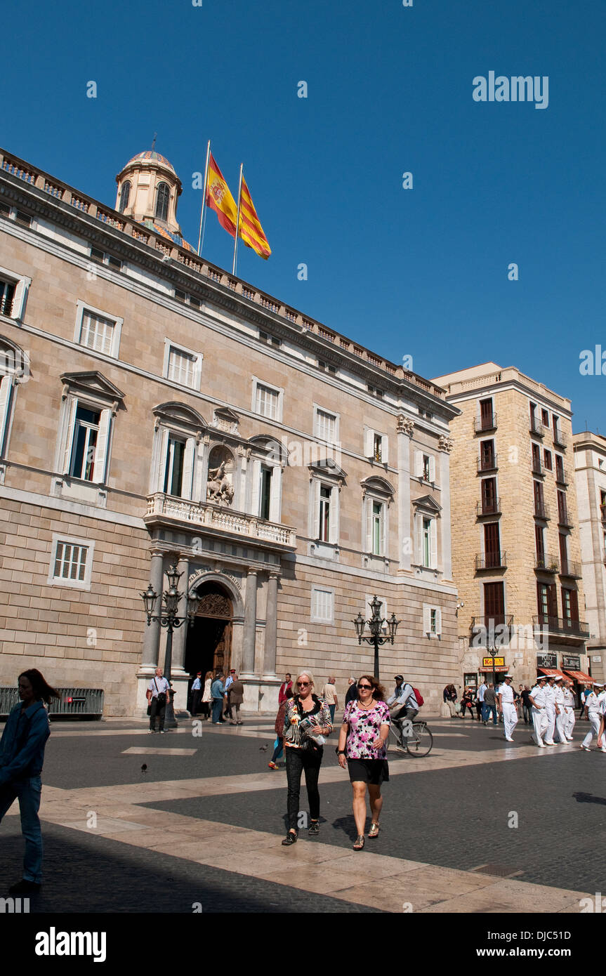 Palace of Generalitat of Catalonia - Generalitat de Catalunya on Placa de Sant Jaume, Barcelona, Spain Stock Photo