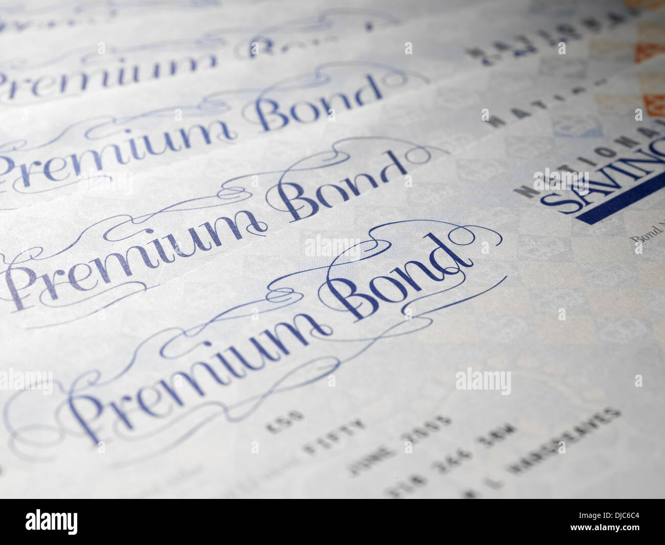 Premium Bond Certificates Stock Photo