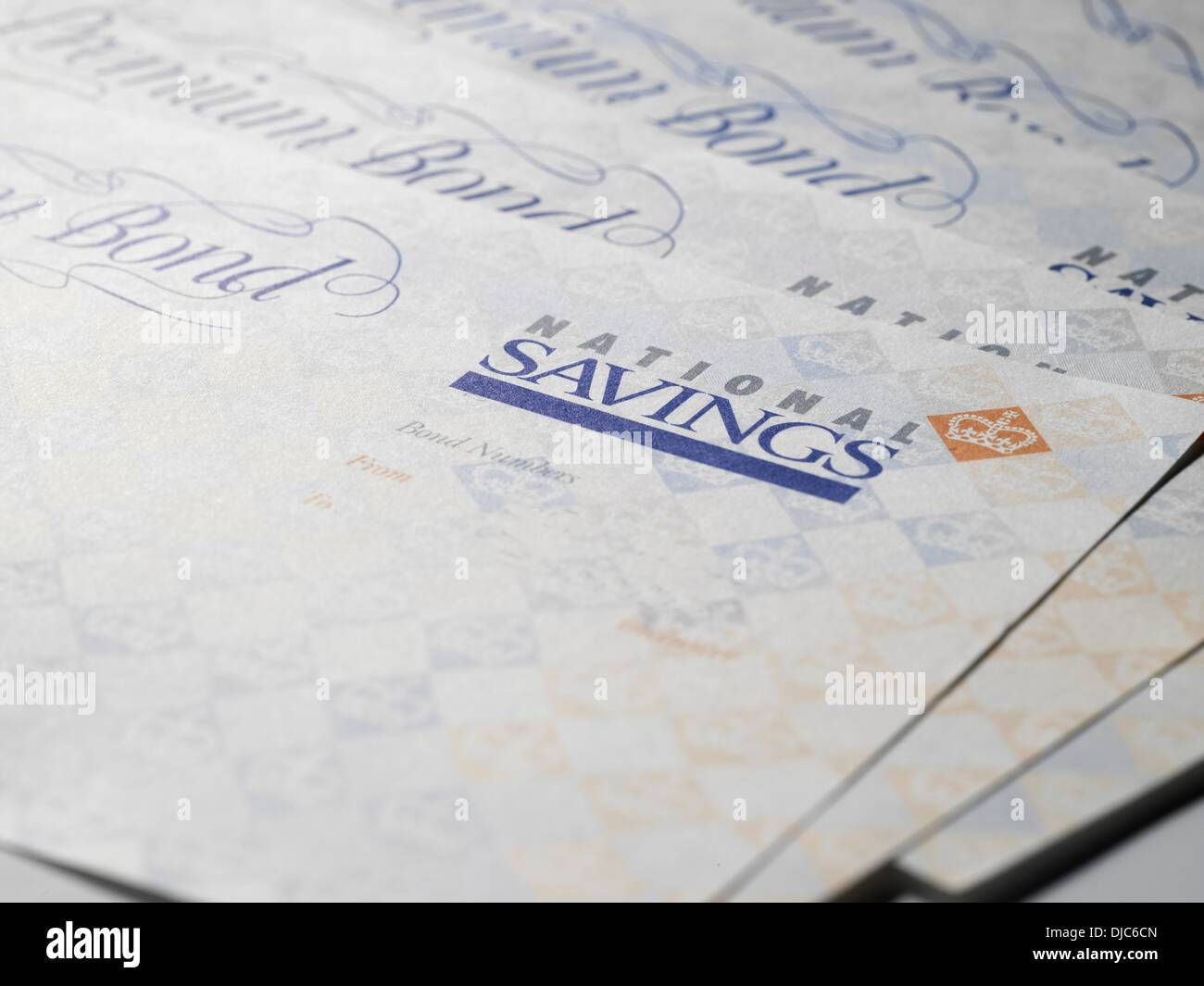 Premium Bond Certificates Stock Photo