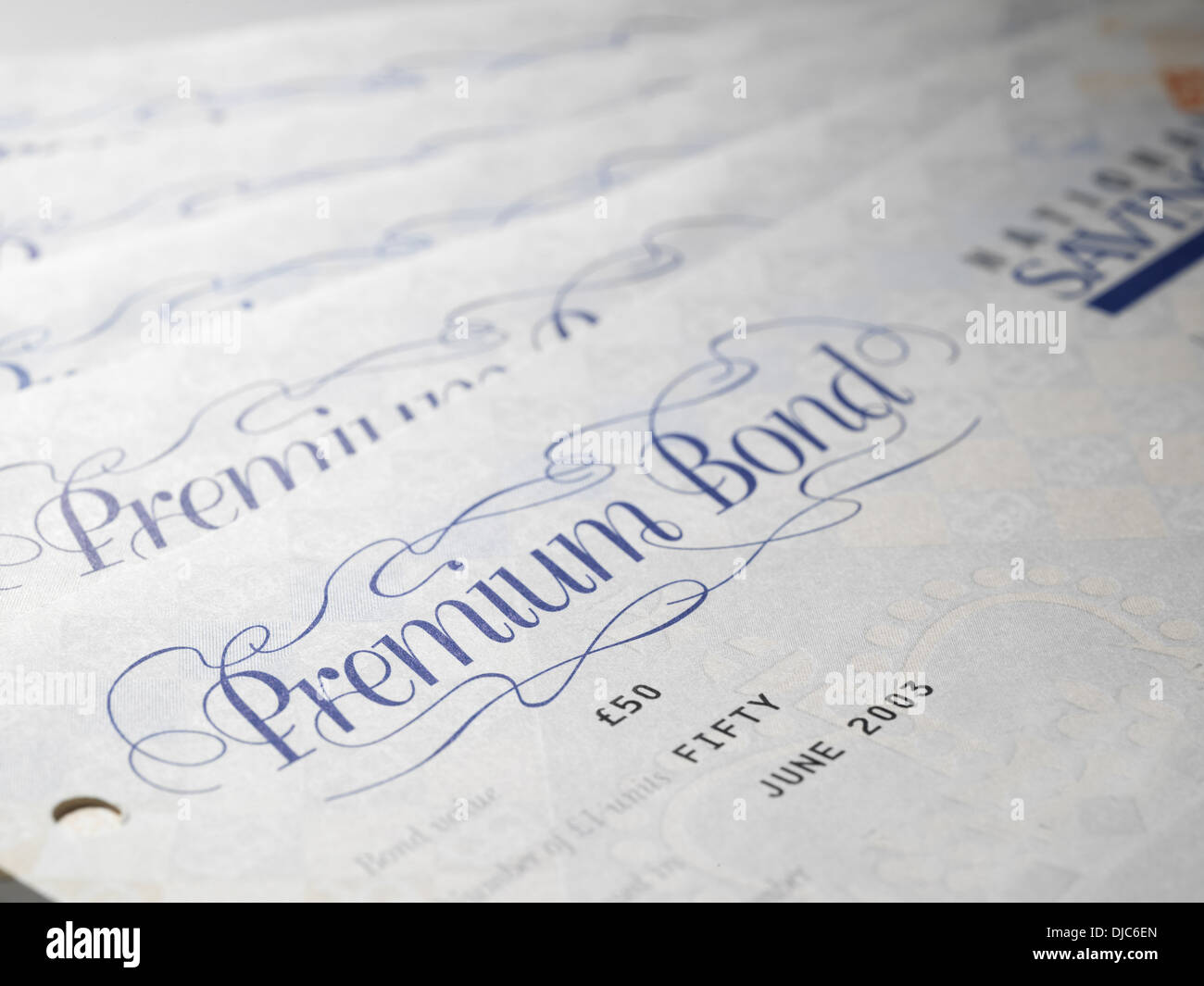 Premium Bond Certificates Stock Photo