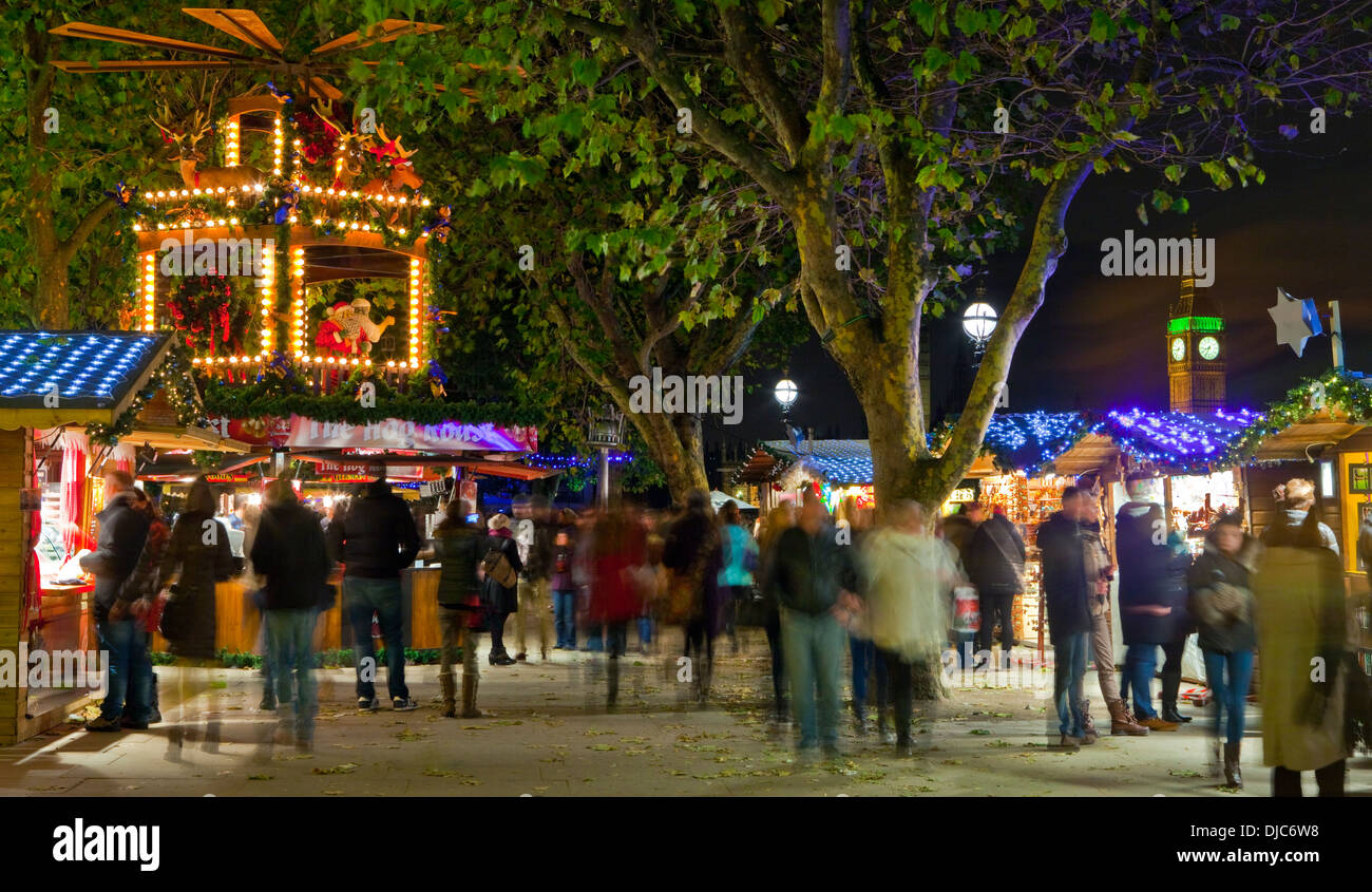 The beautiful Christmas Market on the South Bank in London. Stock Photo