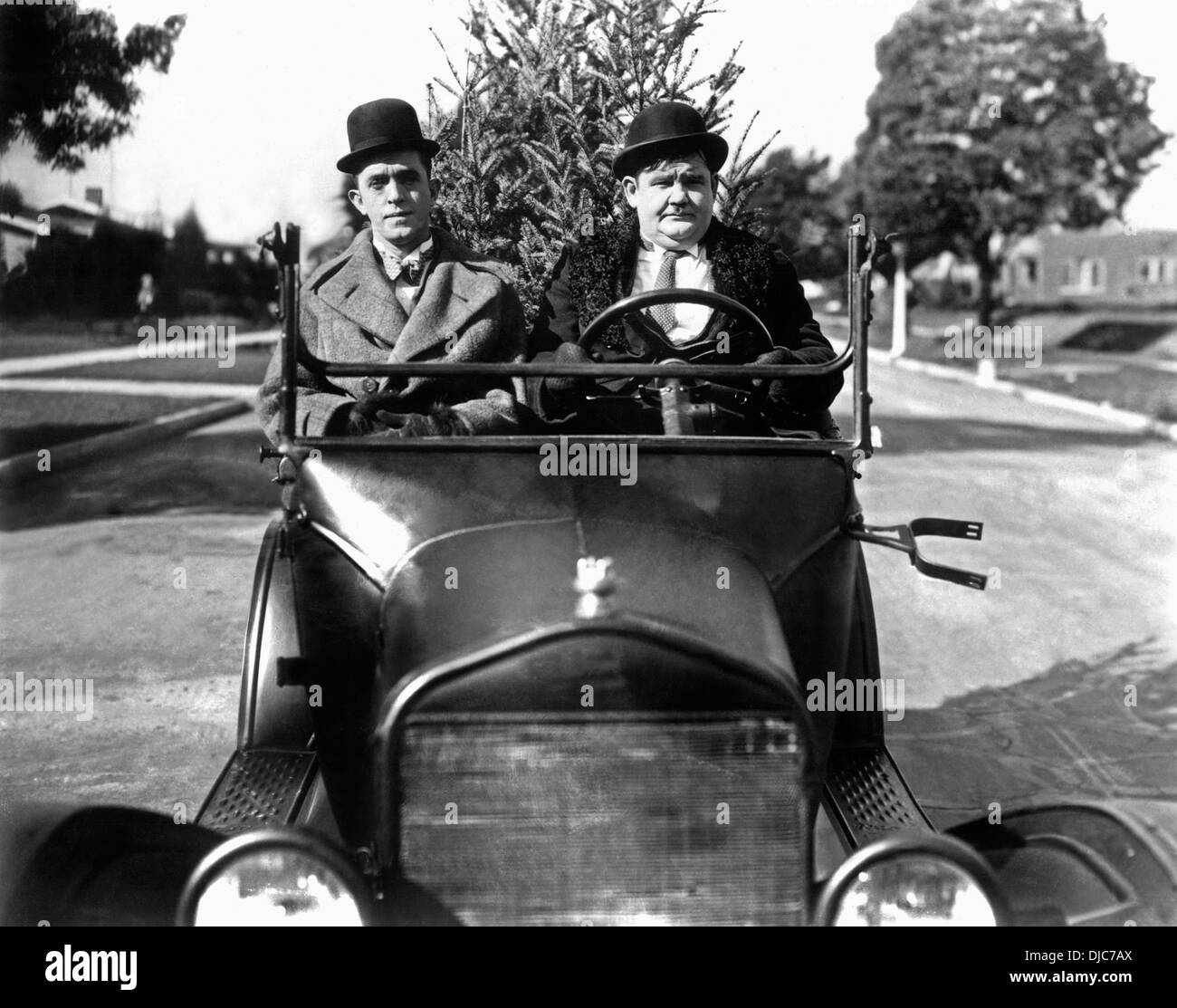 Stan Laurel, Oliver Hardy on-set of the Film, Big Business, 1929 Stock Photo