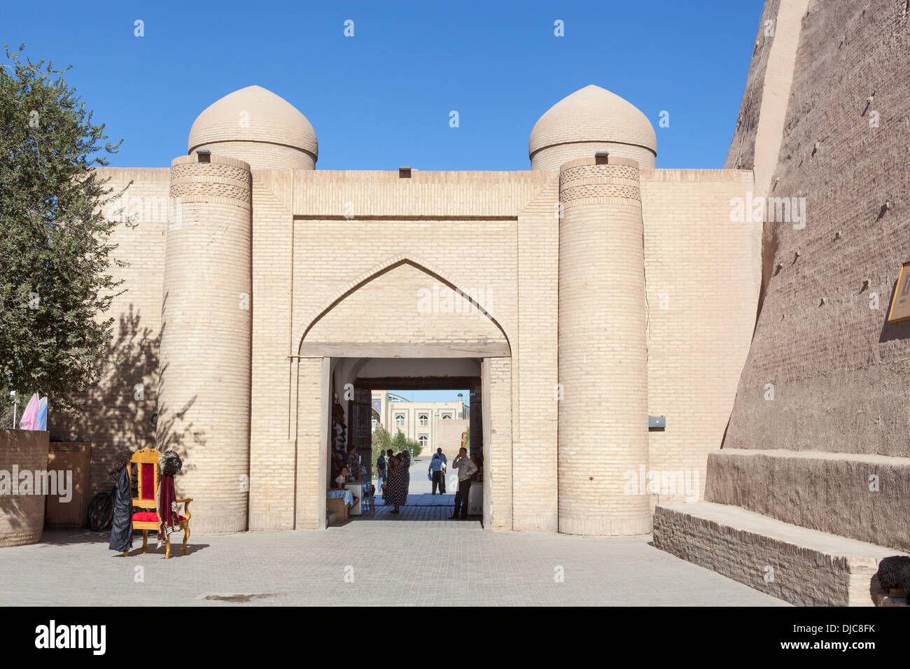 Ota Darvoza, one of the historic city gates, from inside the city walls, Ichan Kala, Khiva, Uzbekistan Stock Photo