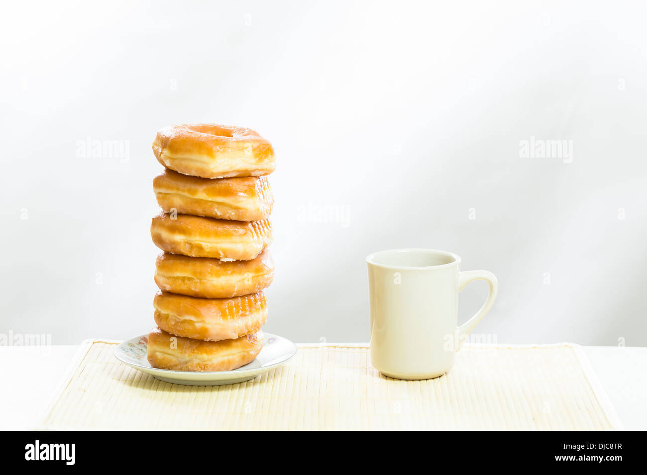 coffee and donuts on white Stock Photo