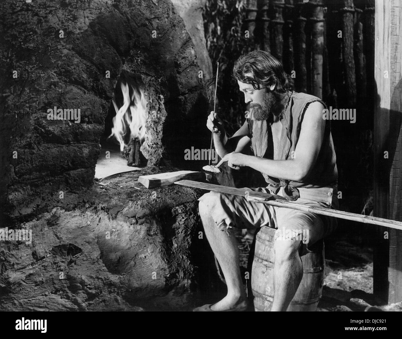 Dan O'Herlihy on-set of the Film, Adventures of Robinson Crusoe, 1954 Stock Photo