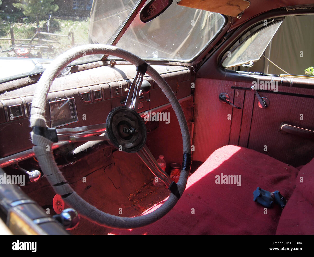 Interior Of Antique Car At Gold King Mine Outdoor Museum In