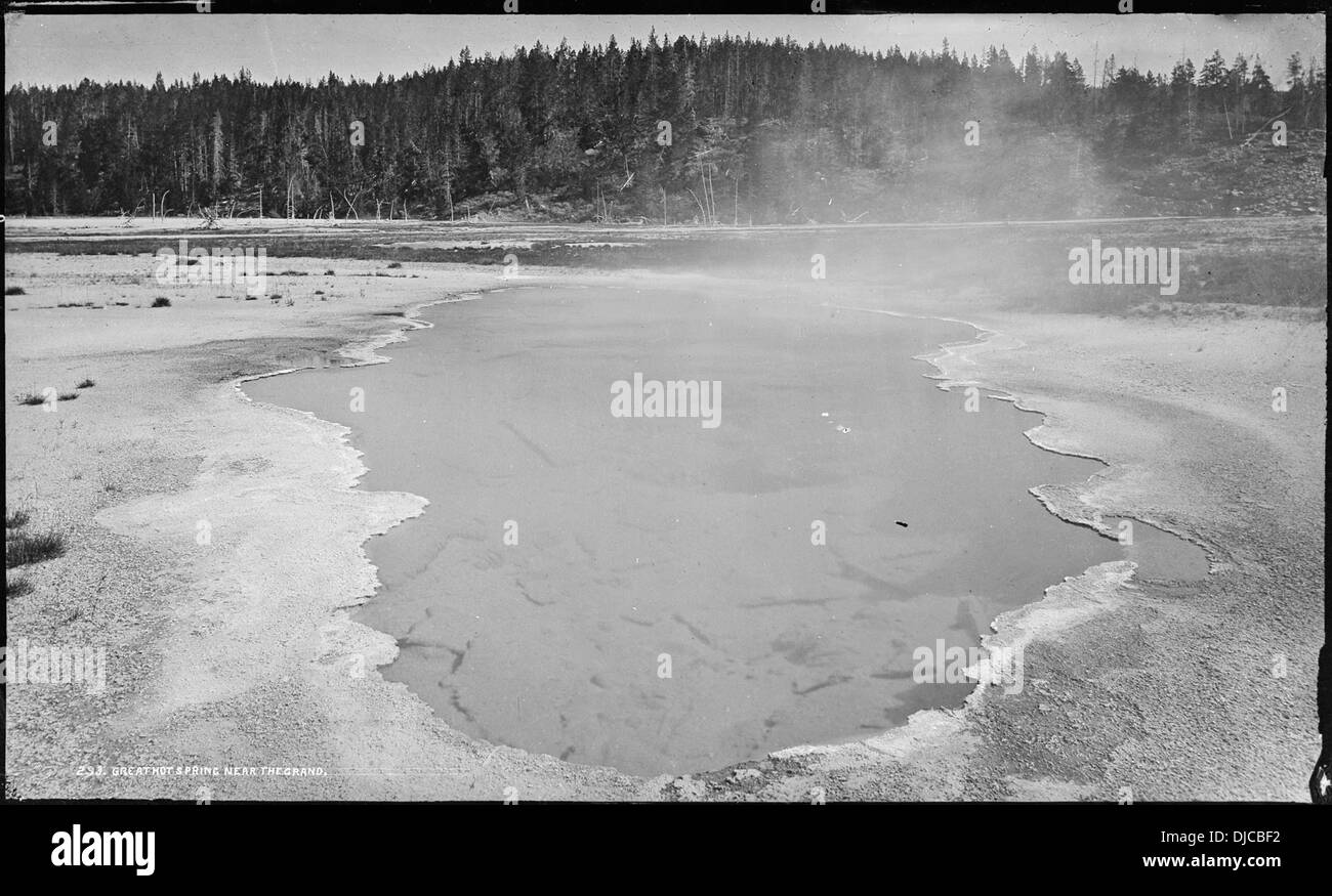 The Great Hot Spring near Grand Geyser in Yellowstone National Park is a geothermal feature, contributing to the park’s well-known thermal activity and hot spring phenomena. Stock Photo