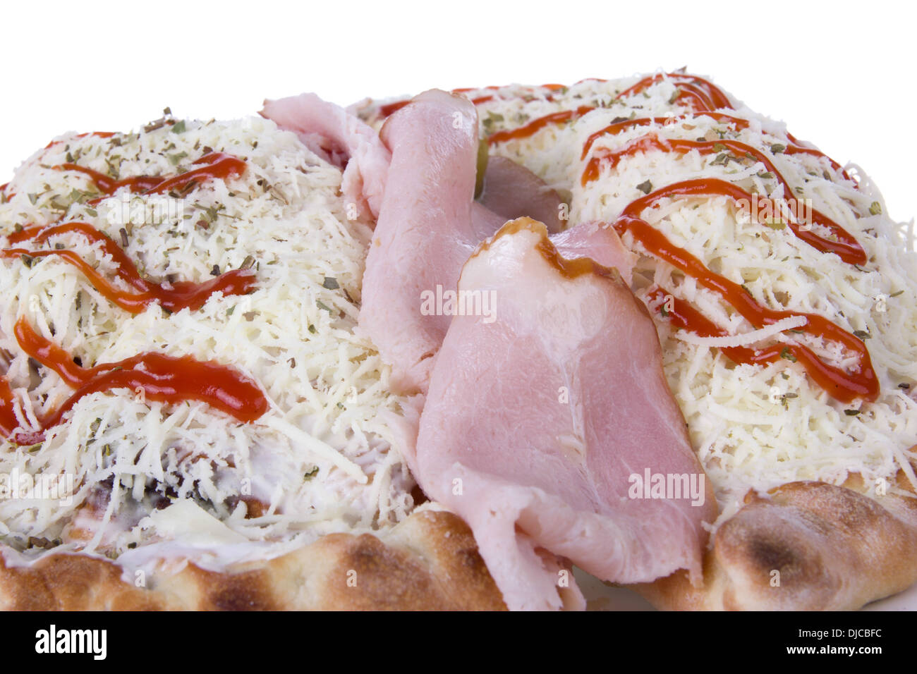 delicious food with smoked ham and cheese and ketchup Stock Photo Alamy
