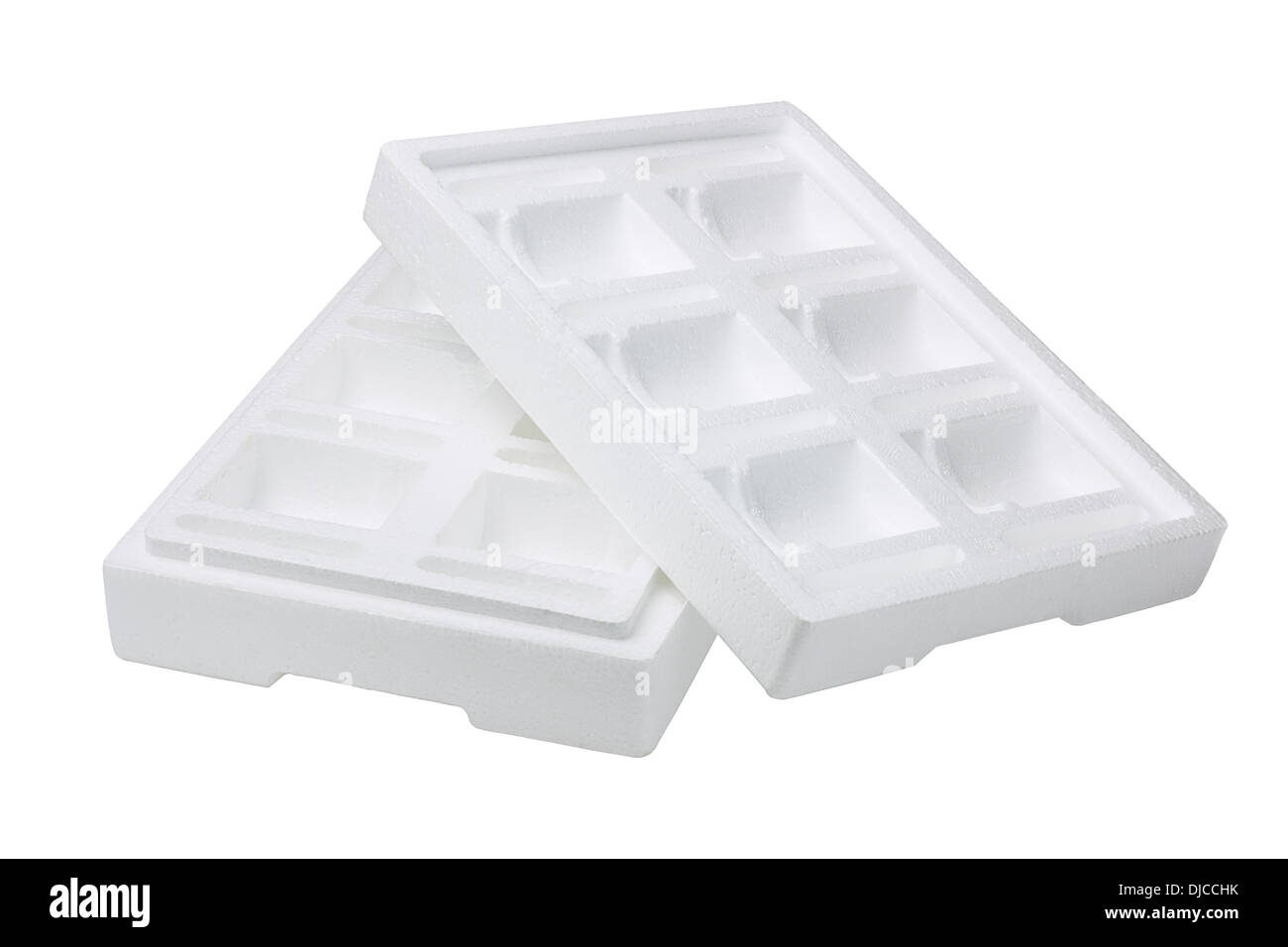 Protective Styrofoam Storage Box For Packaging On White Background Stock Photo