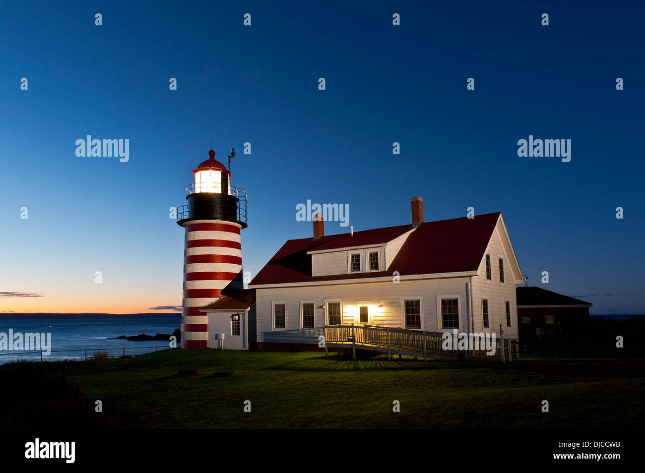 West Quoddy Head Light, Lubec, Maine, USA Stock Photo