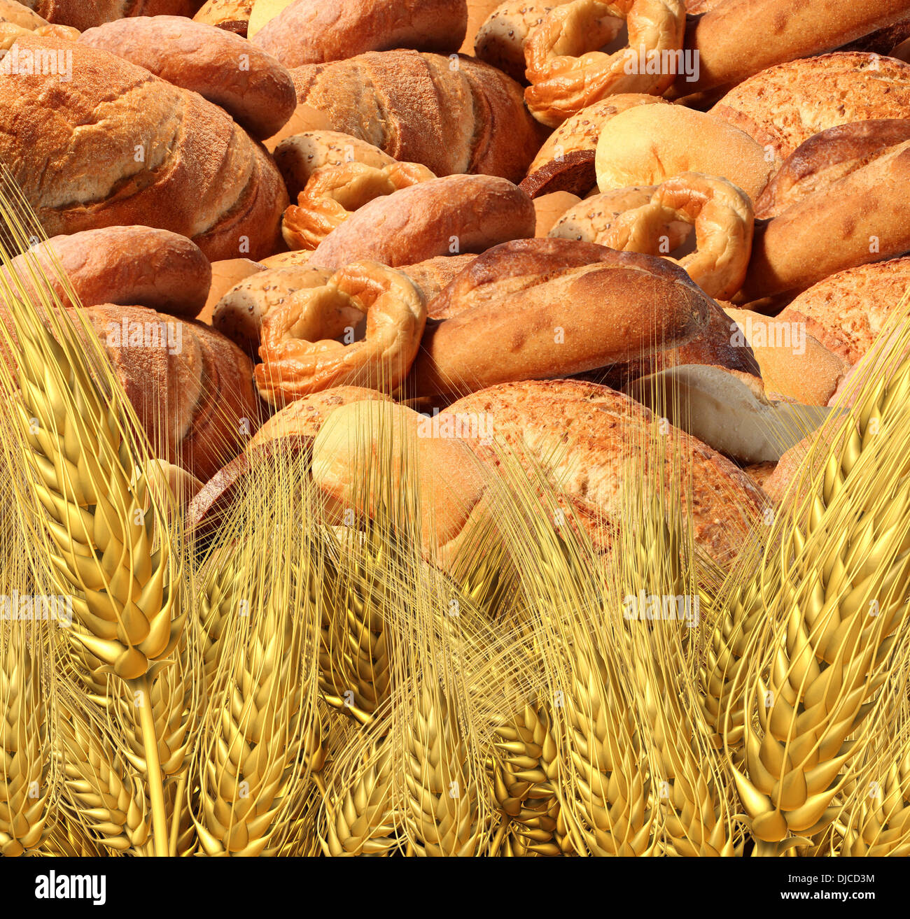 Wheat bread harvest food and agriculture farming concept with a group