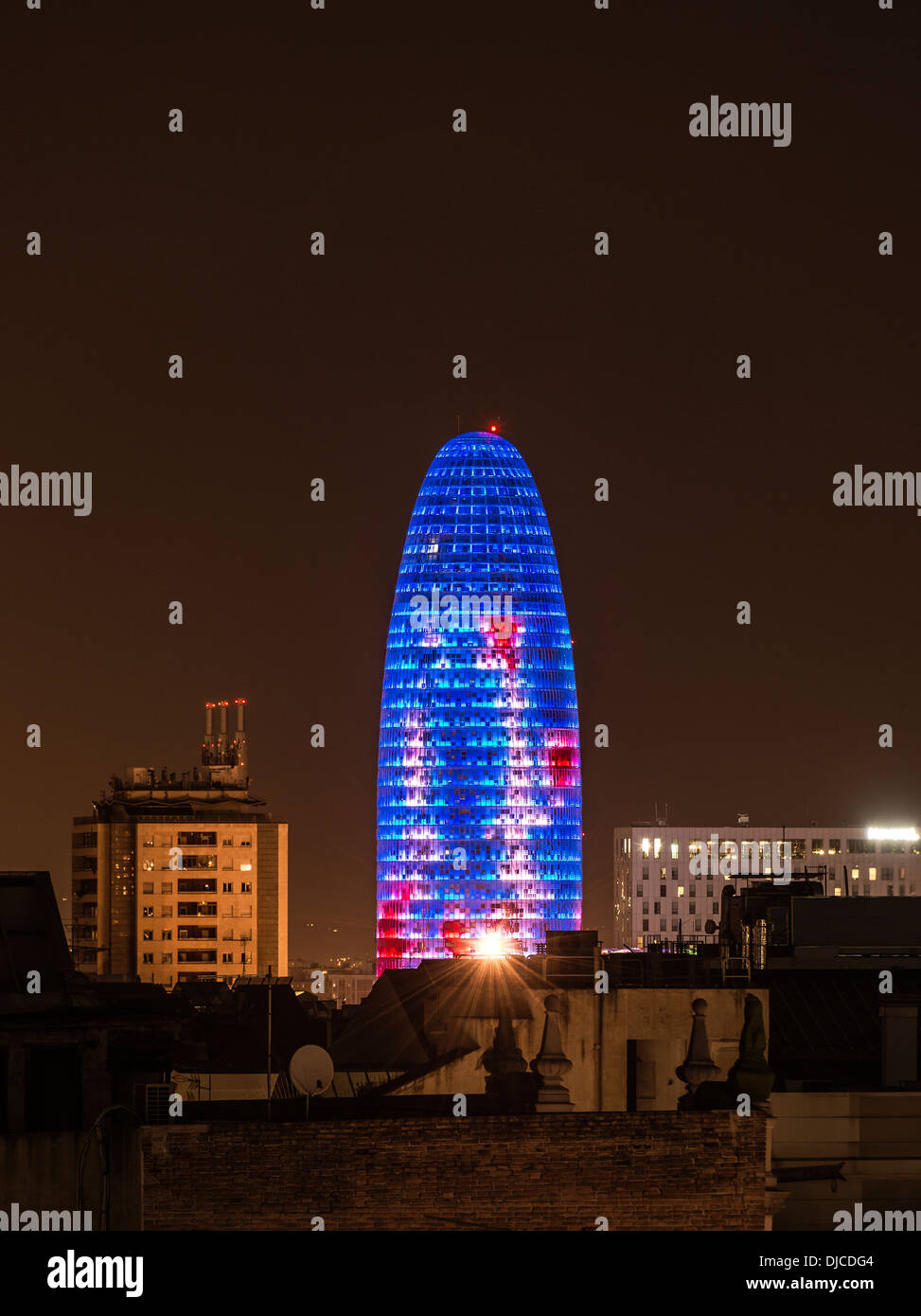 Torre Agbar building in the technolgy distict of Barcelona, Spain Stock Photo