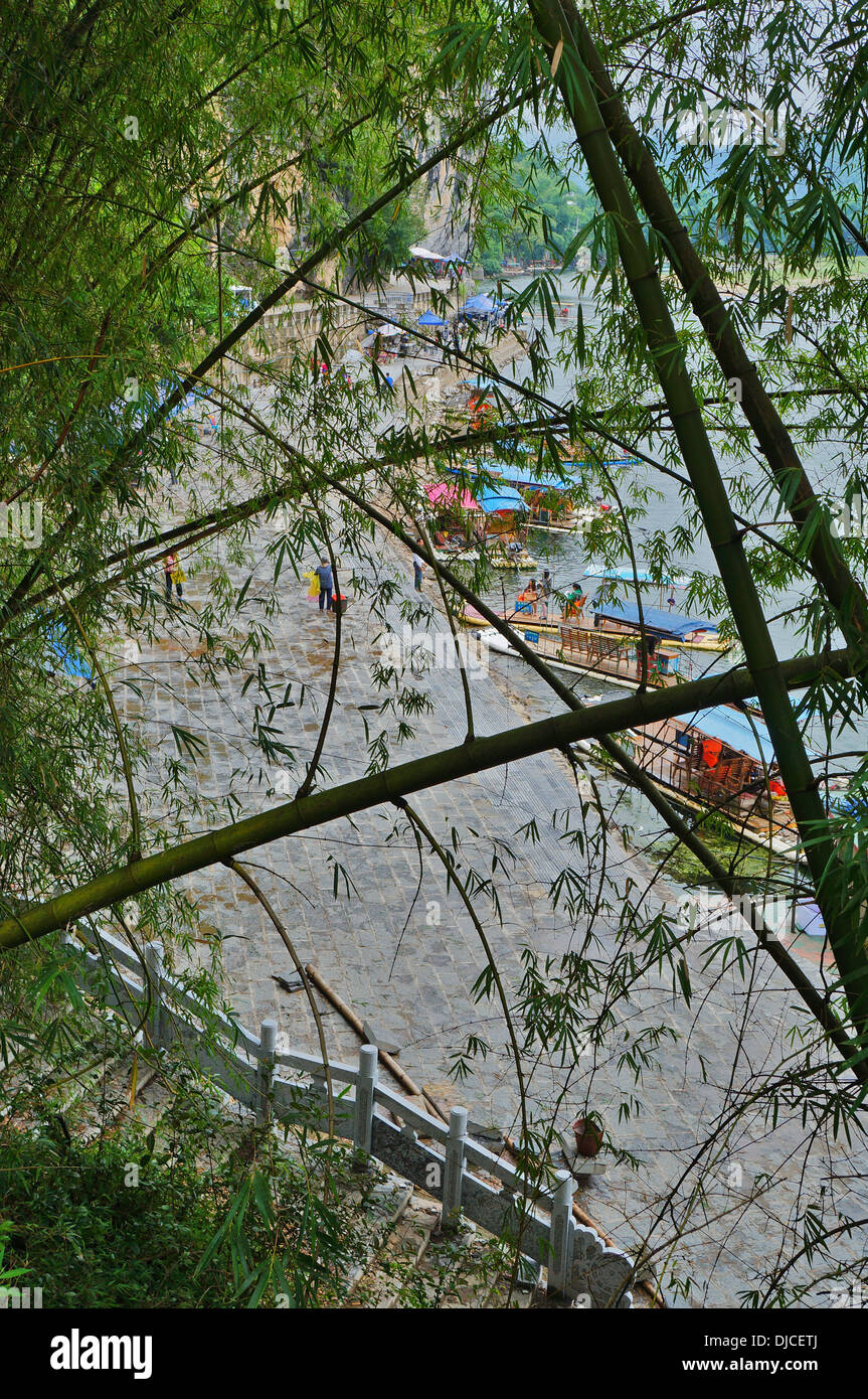 Bamboo rafts in Xing Ping, Guilin, China Stock Photo