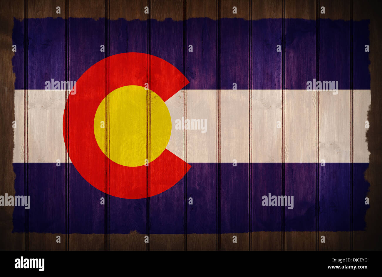 Colorado Flag on Wood Colorado Flag Old Wood Background Stock Photo