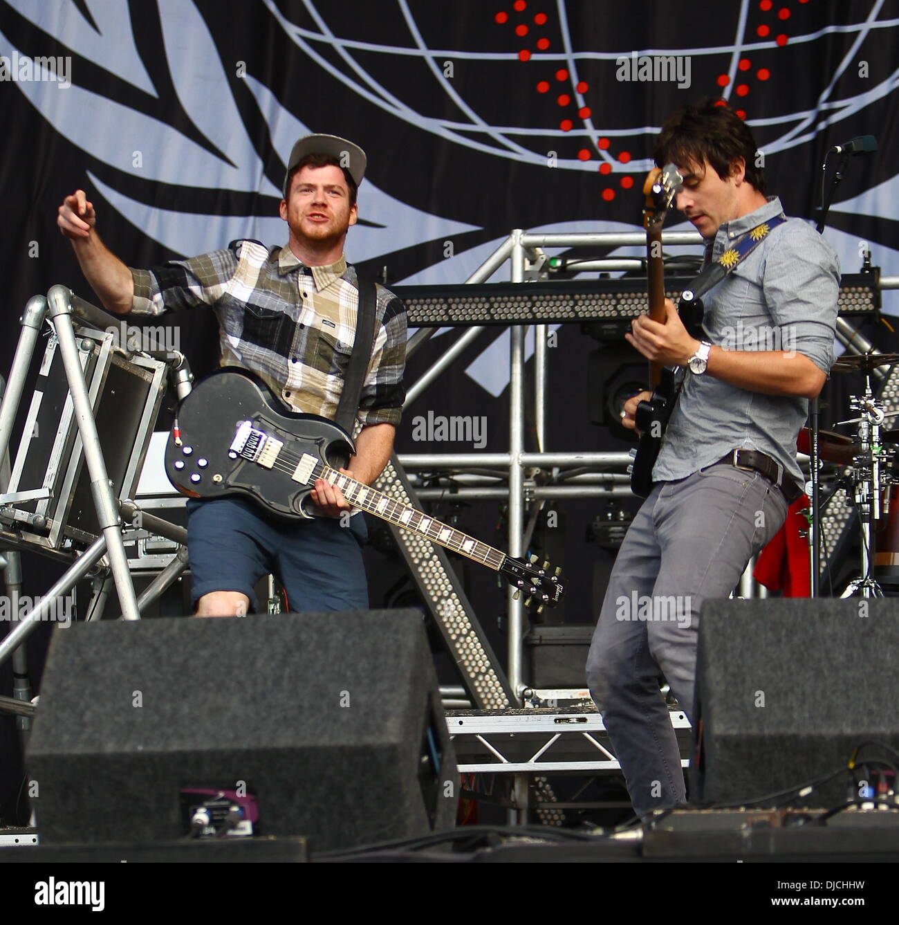 Liam 'Rory' Clewlow and Chris Batten, Enter Shikari Reading Festival 2012 - Day One - Performances Reading, England - 25.08.12 Stock Photo