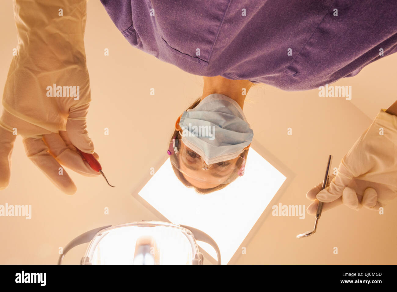 England, London, Female Dental Hygienist About to Examine Patient Stock