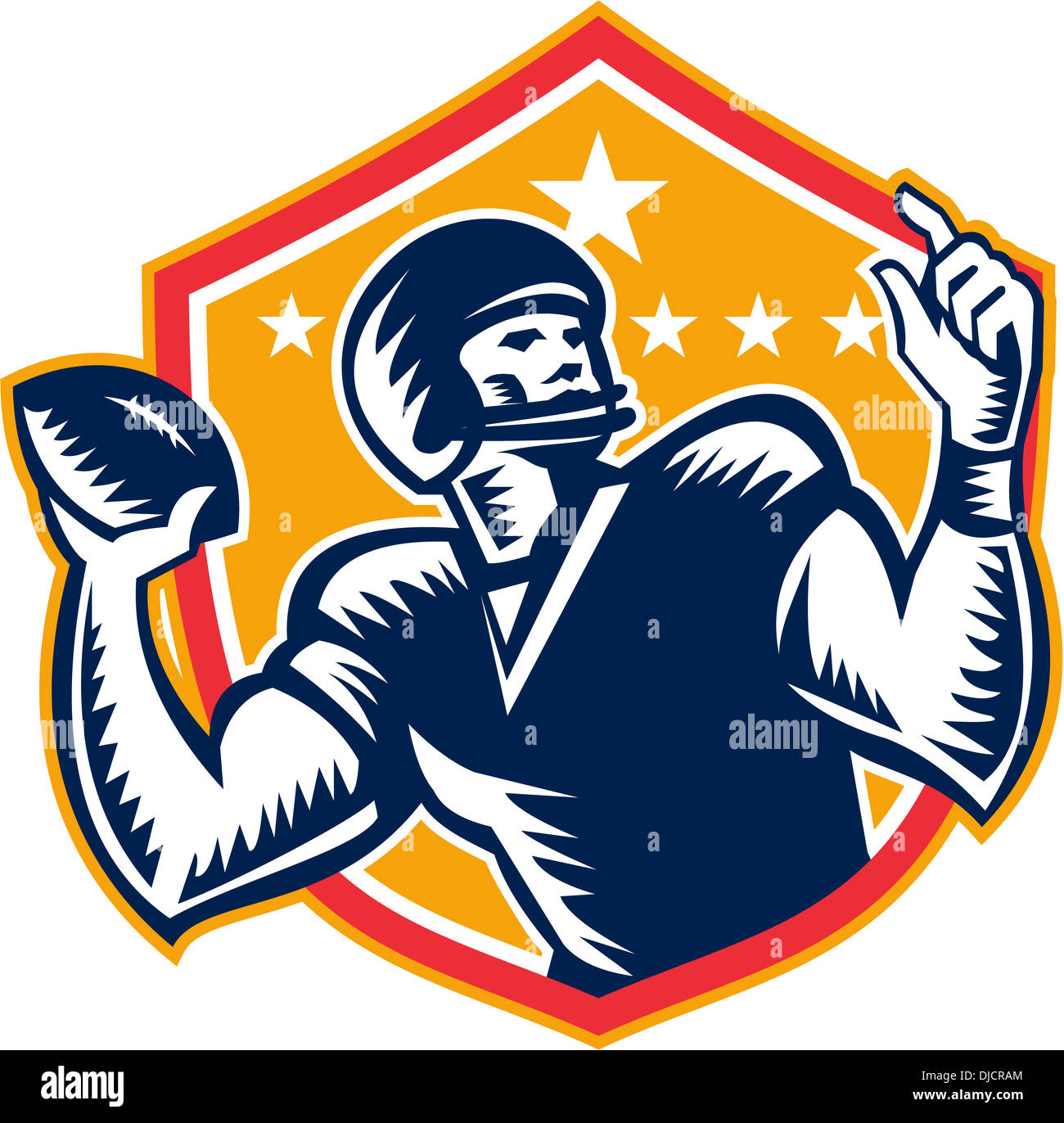 Illustration of an american football gridiron quarterback player