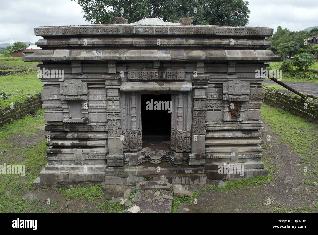 Kukdeshwar temple at Pur- Junnar, Dist. Pune. View of the mandapa entrance. Stock Photo