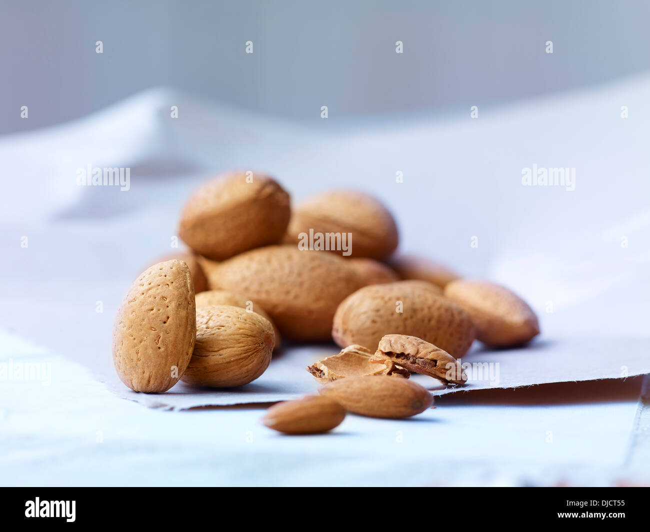 Almonds, studio shot Stock Photo