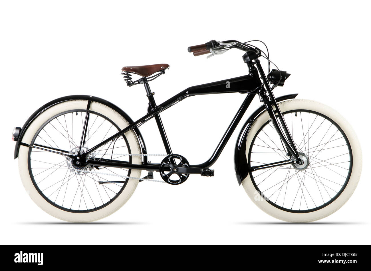 black Cruiser bicycle before white background Stock Photo