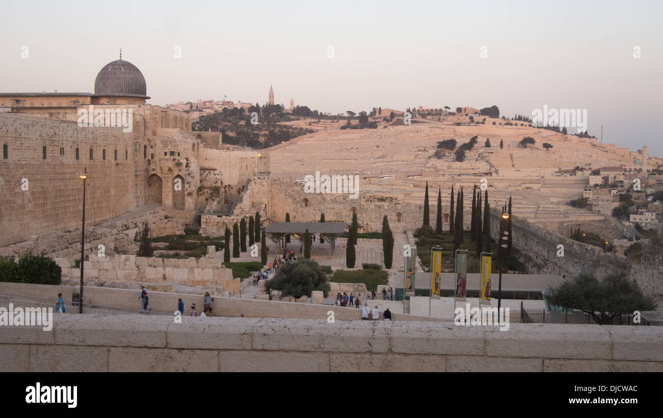 Jerusalem, Israel, showing the edge of the Temple Mount on the left. Stock Photo