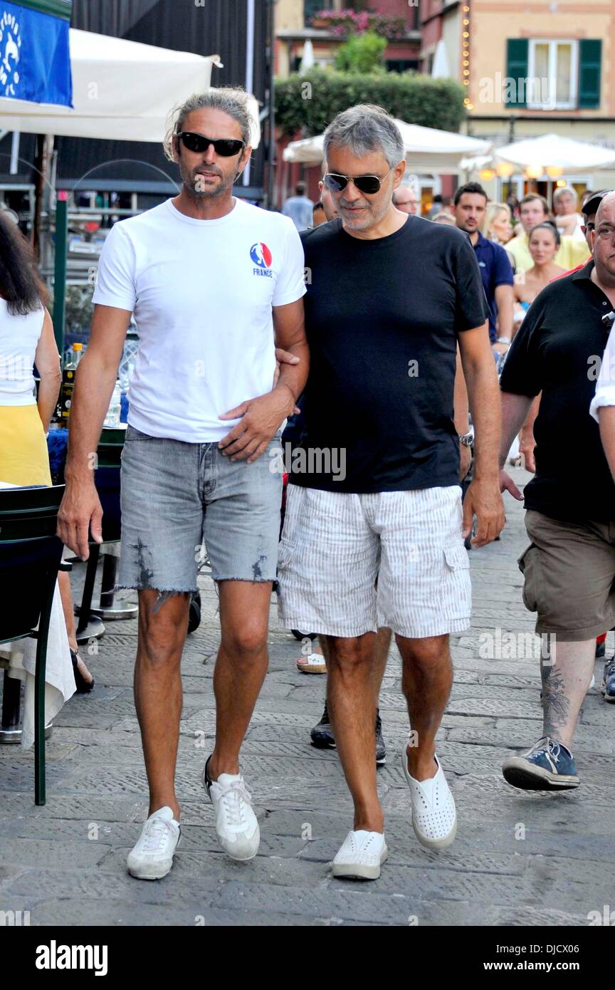 Andrea Bocelli Italian tenor arriving at La Piazzetta for a sound check  ahead of his performances this weekend Portofino, Italy - 09.08.12 Stock  Photo - Alamy