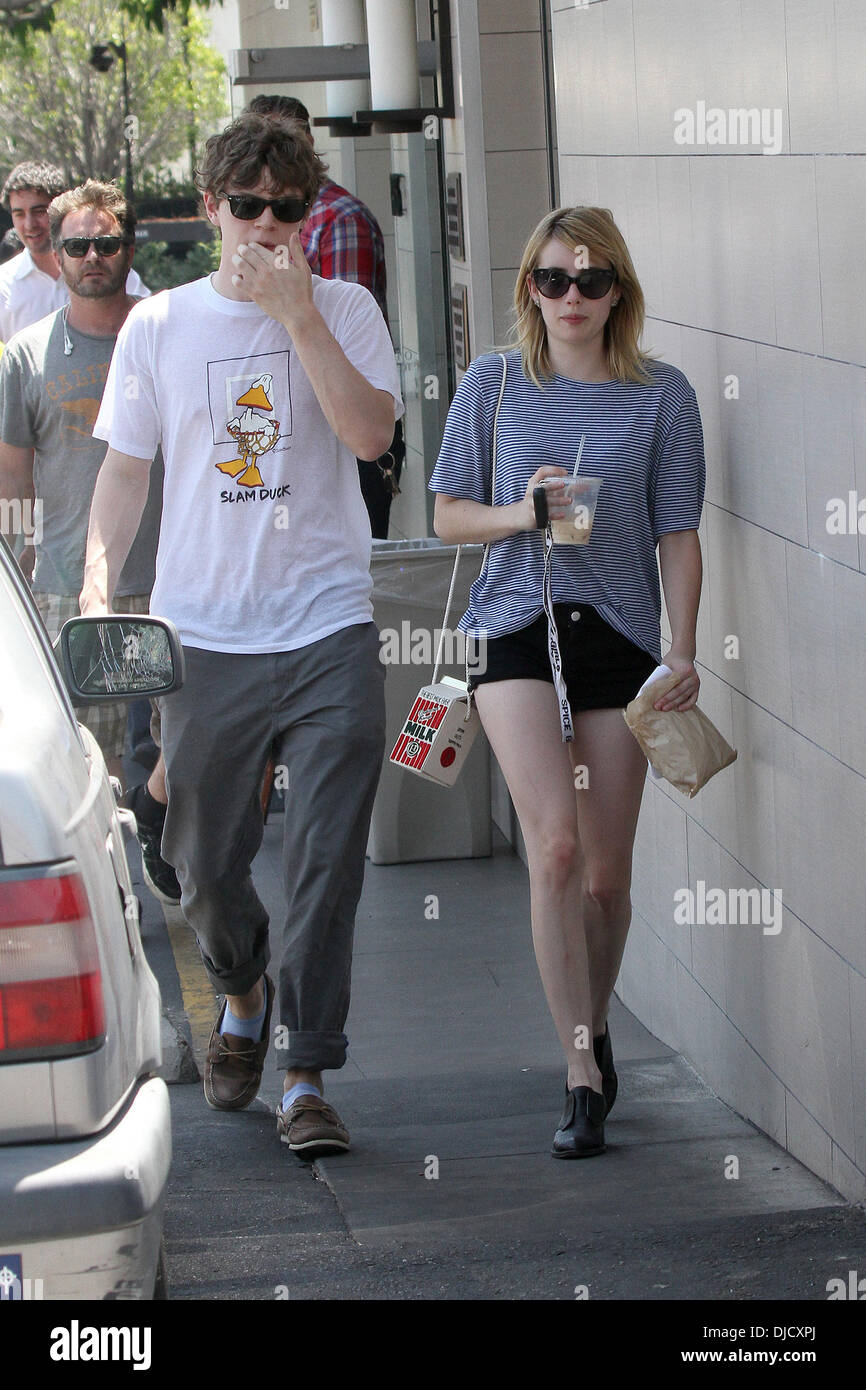 Evan Peters and Emma Roberts seen eating lunch together in Los Feliz Los  Angeles, California - 10.08.12 Stock Photo - Alamy
