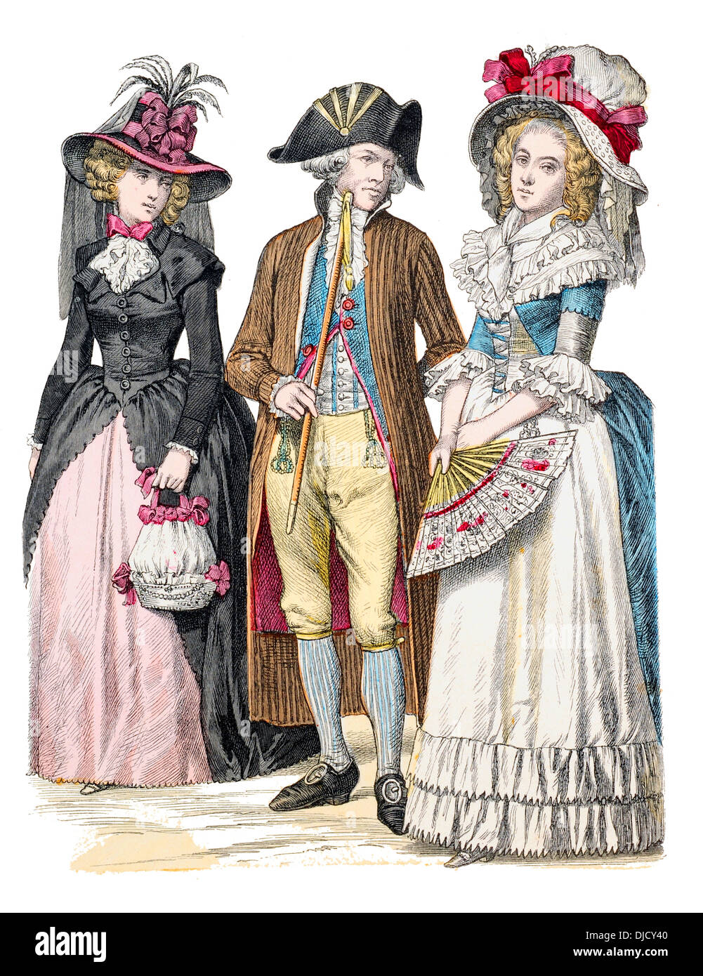 Late 18th century XVIII 1788 German costumes Stock Photo