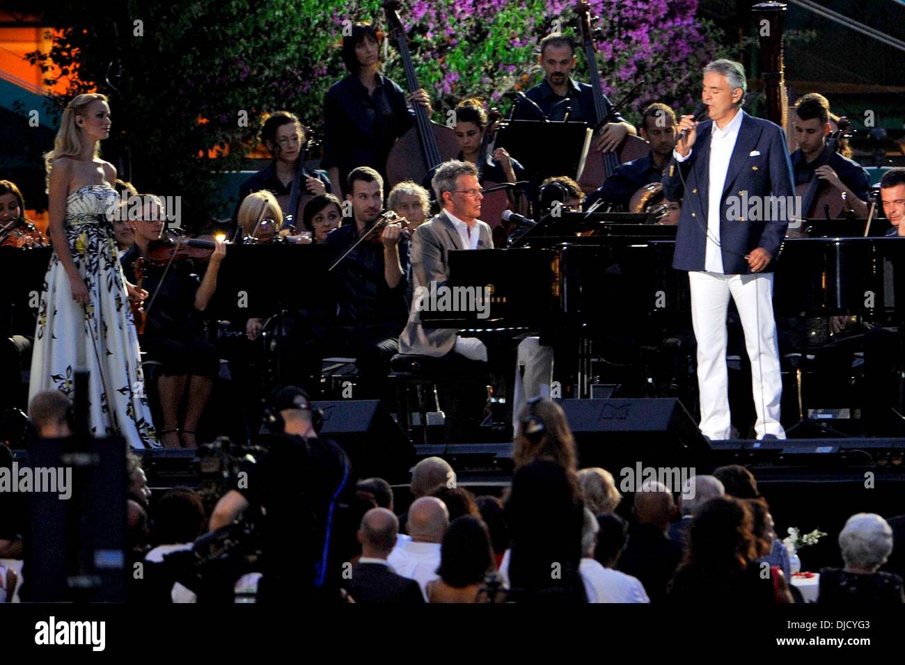 Violinist Caroline Campbell, David Foster and Andrea Bocelli Italian
